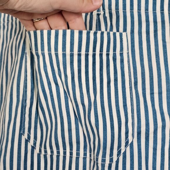 Anthropologie Maeve Colette Crop Linen Pants Wide Leg Blue Stripe 24W NWT - Picture 10 of 16